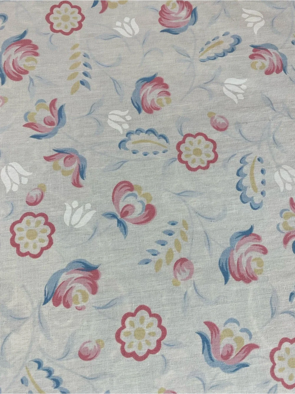 Floral Bow-Print Cotton Sheet in Cream with Pastel Pink & Blue CANNON